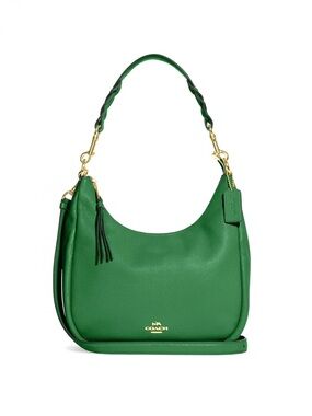 Coach Emerald Green Pebbled Leather Hobo with Gold Hardware